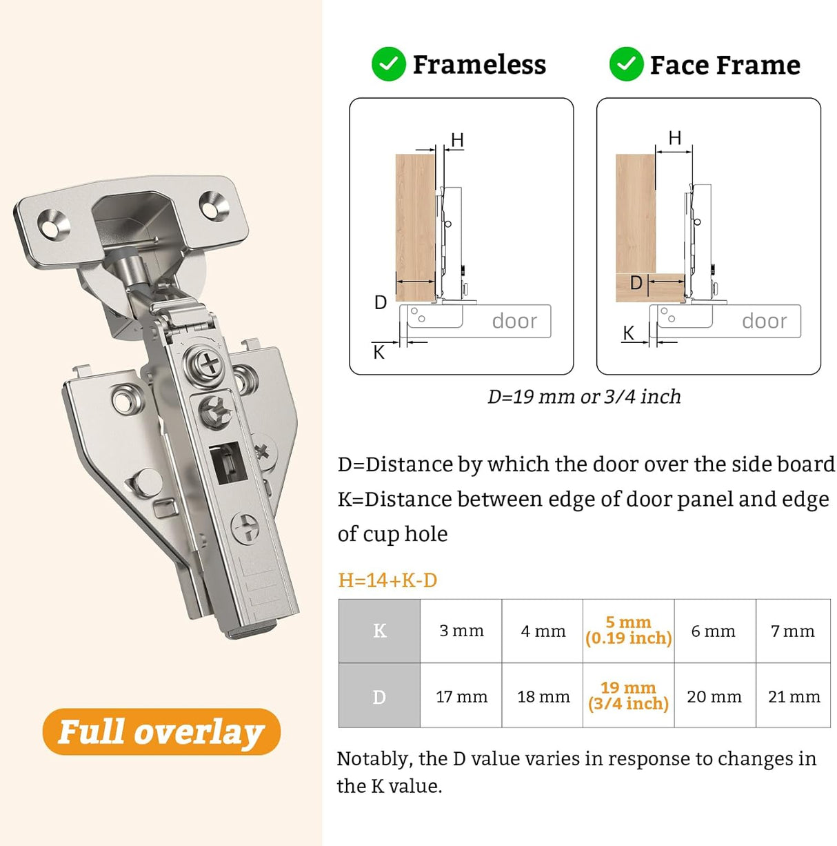 Chibery Full Overlay Cabinet Hinges, Face Frame & Frameless, 4D Adjustment, Soft Close 105°, Close Speed Control, Concealed Clip-On Plate, Smooth Slow Self Closing for Kitchen Corner, Cupboard