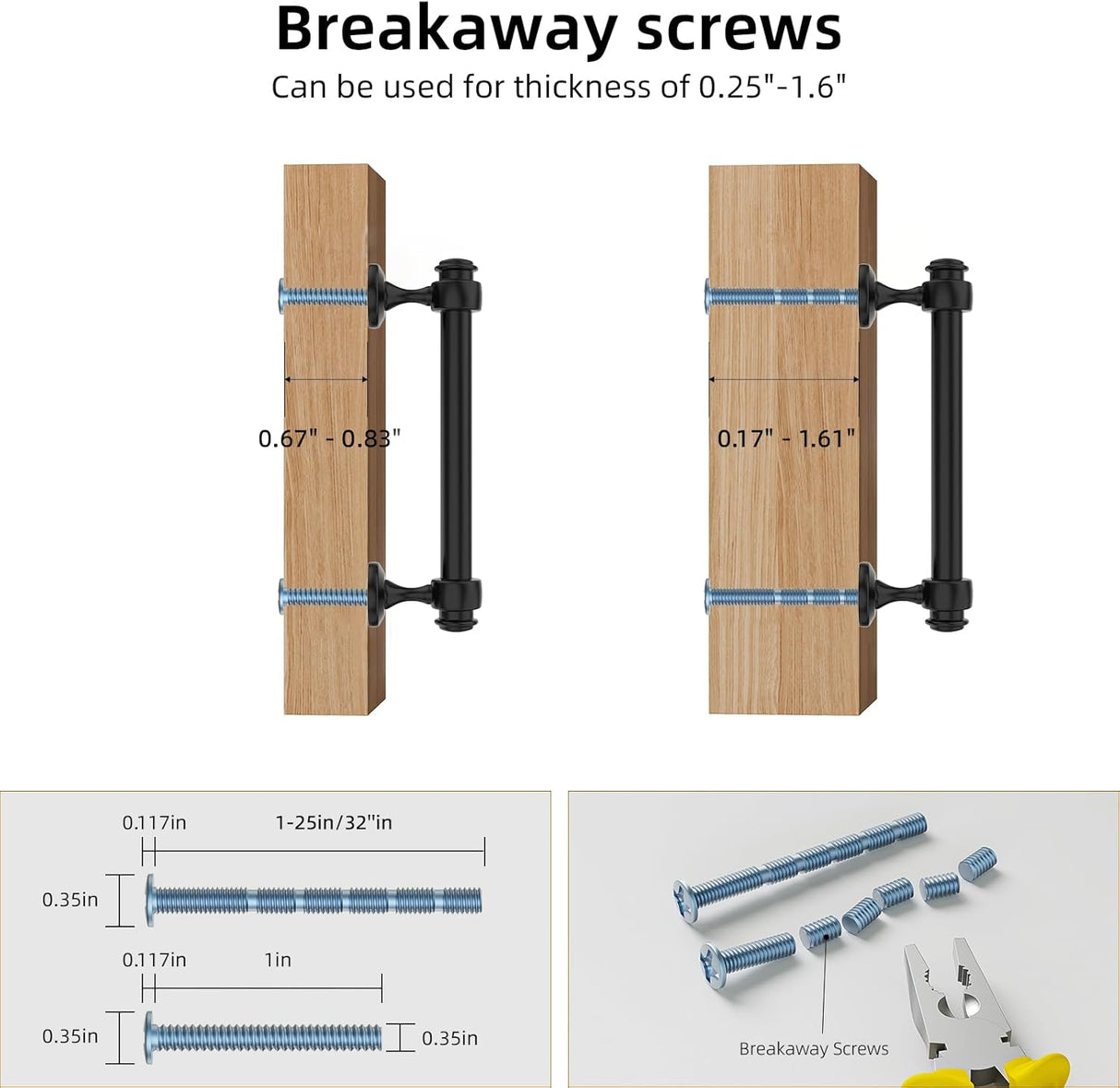 cupboard handle screws size