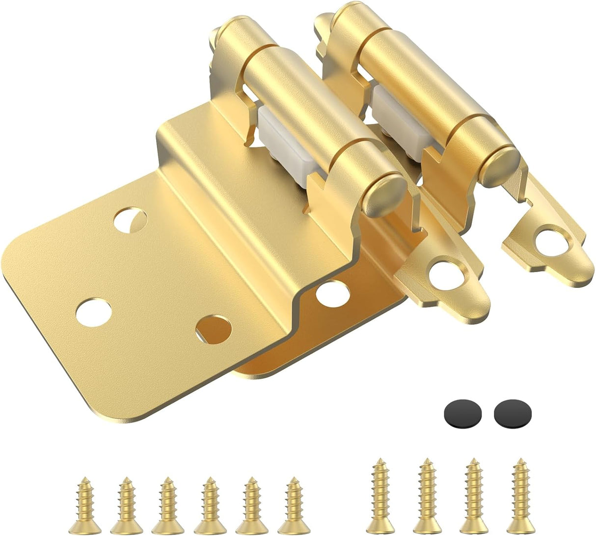 Chibery Brass Gold 3/8 Inch Inset Cabinet Hinges, Self Closing Flush Face Mount Hinges with Door Bumper, Variable Decorative Hardware for Bathroom, Furniture, Kitchen Cabinet Doors