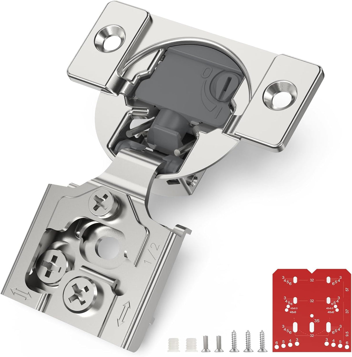 Chibery Overlay 4D Soft Close Cabinet Hinges, Concealed Face Frame, Adjustable Closing Speed, 105° Opening Smooth Slow, Hidden Self Closing for Kitchen Corner, Cupboard (with Template)