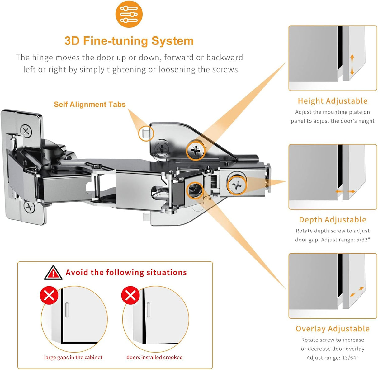 Chibery 165° Lazy Susan Hinge, Face Frame, CLIP ON Plate for Easy Installation, Soft Close Multi-pivot Concealed hardware for Corner Kitchen Cabinet, Cupboard Folded, Folden Door, Closets