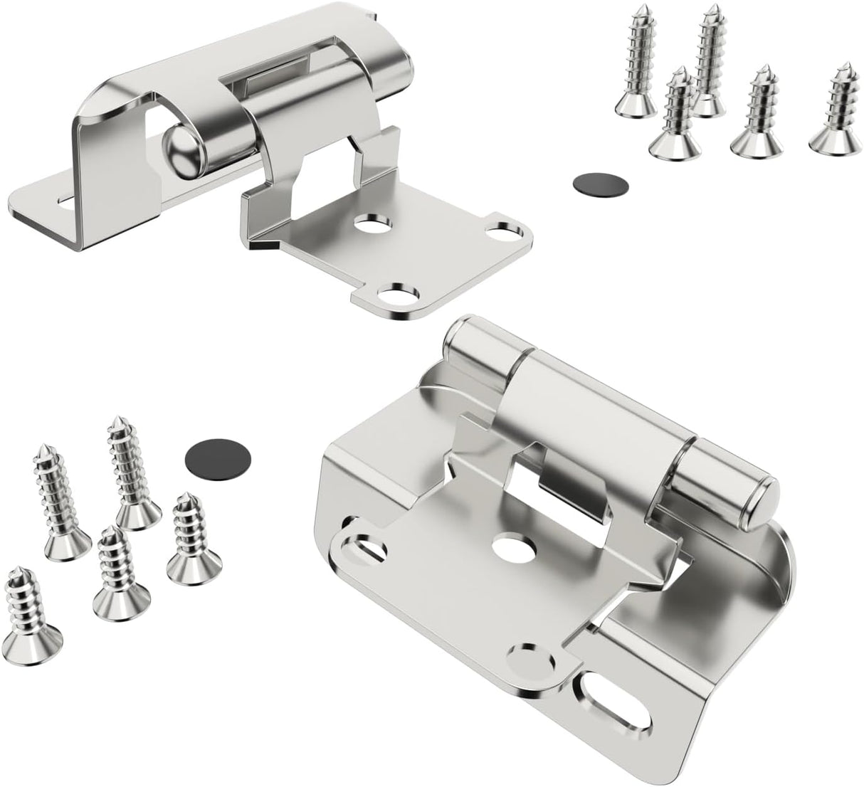 Chibery Satin Nickel 1/2 inch Overlay Semi Partial Wrap Around Cabinet Hinges, Self Closing Face Frame Variable Decorative Replacement, Kitchen Hardware, with Screw & Quiet Bumper