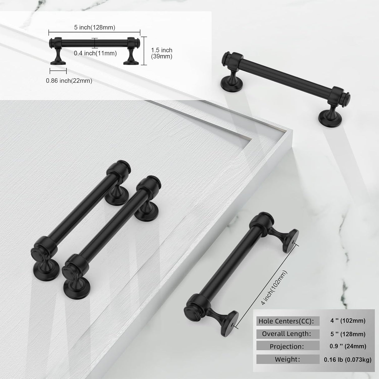 Cabinet handle size diagram