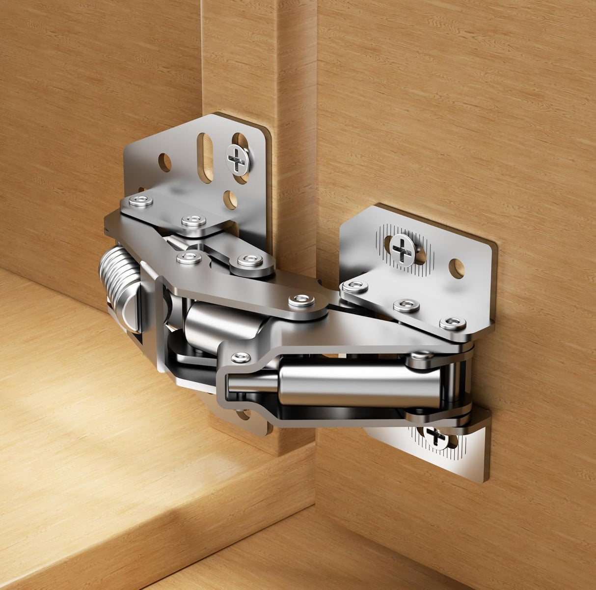 Chibery 90° RV Cabinet Hinges, Heavy Duty Surface Mount Soft Close Accessories, Face Frame & Frameless, Self Closing, No Pre-Drilled Cup Hole for Cabinets, Camper Van, Trailer, Vehicle-Mounted