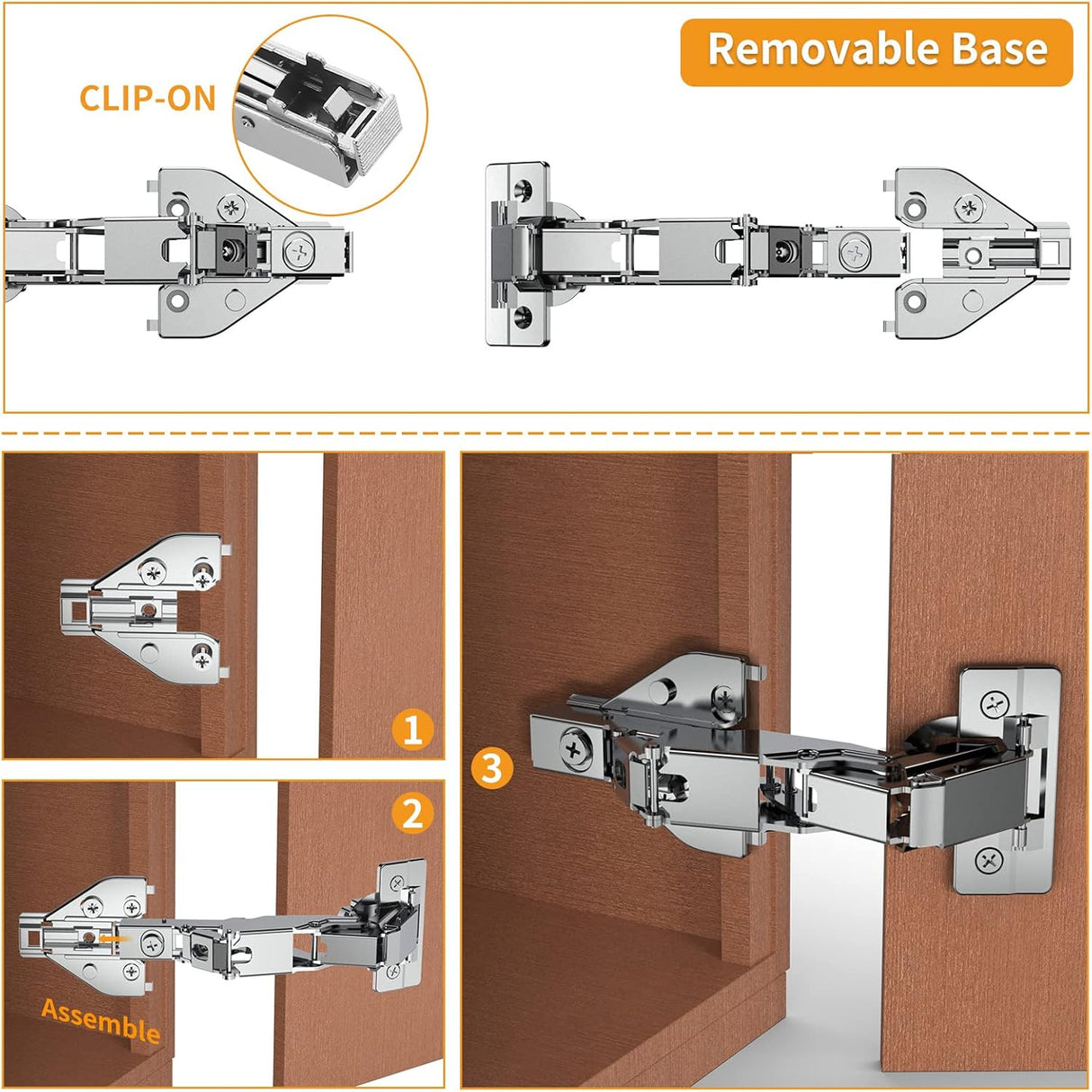 Chibery 165° Lazy Susan Hinge, Face Frame, CLIP ON Plate for Easy Installation, Soft Close Multi-pivot Concealed hardware for Corner Kitchen Cabinet, Cupboard Folded, Folden Door, Closets