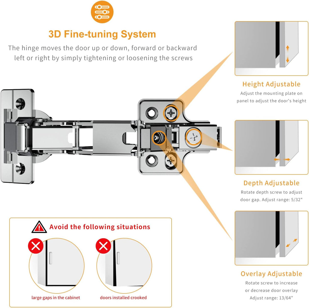 Chibery 165° Frameless Lazy Susan Hinge, Clip ON Plate for Easy Installation, Soft Close Multi-Pivot Concealed Hardware for Corner Kitchen Cabinet, Cupboard Folded, Folden Door, Closets