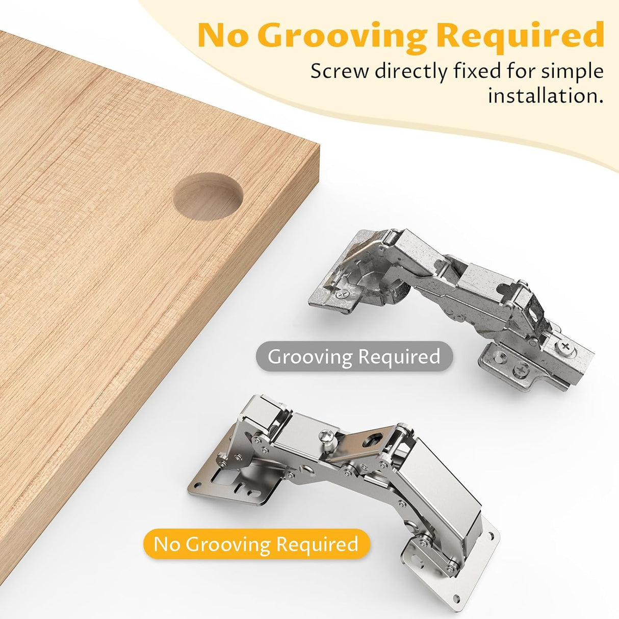 Chibery 170° Soft Close Cabinet Hinges, Slow Smooth Hidden Frameless Lazy Susan Hinge, Concealed Hardware Surface Mount, Lid Support Trap Door, Self Closing for Corner, Kitchen Cupboard