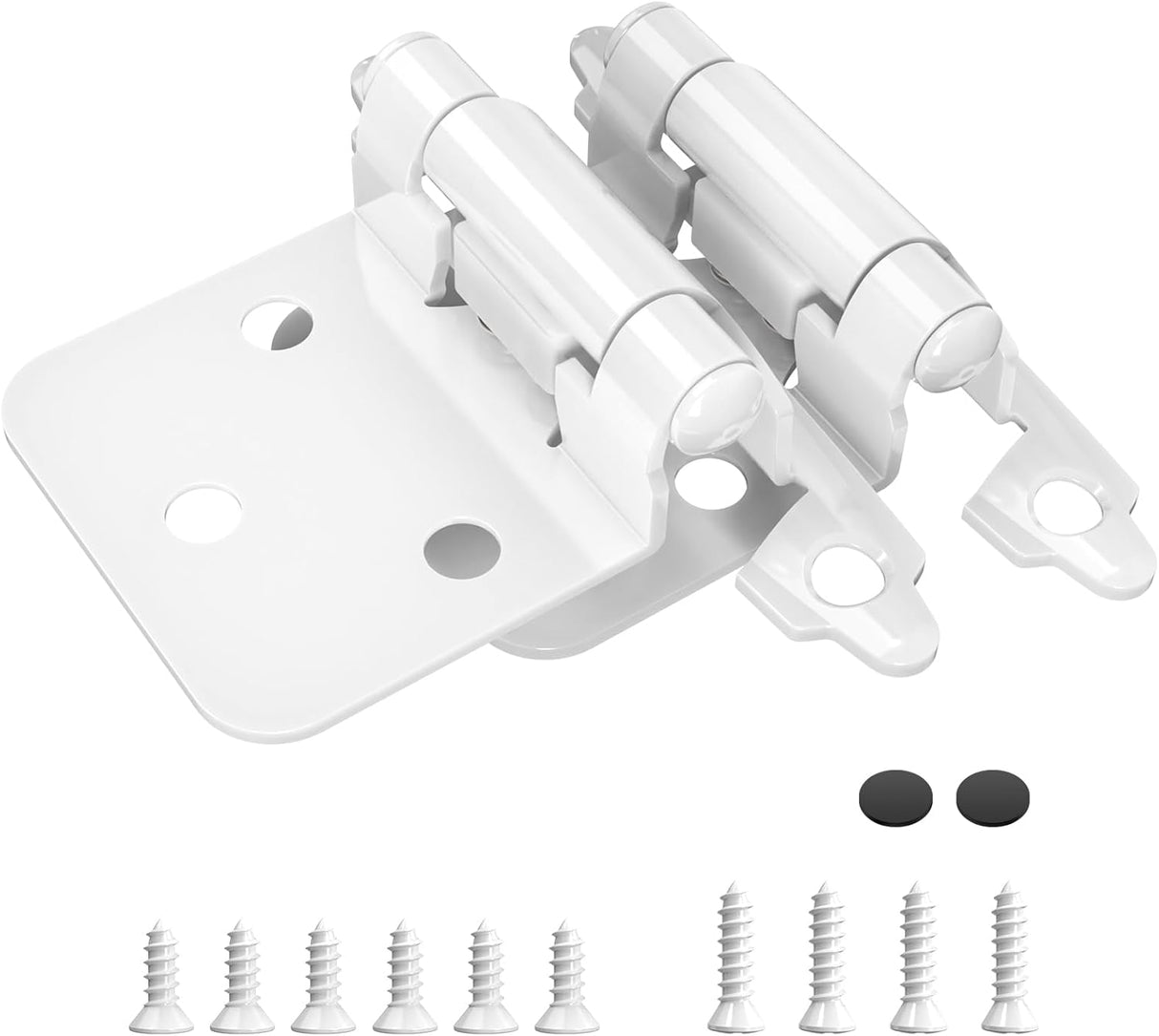 Chibery 1/2" White Overlay Cabinet Hinges, Self Closing Flush Mount Hinges with Door Bumper, Variable Decorative Hardware for Bathroom, Furniture, Kitchen Cabinet Doors