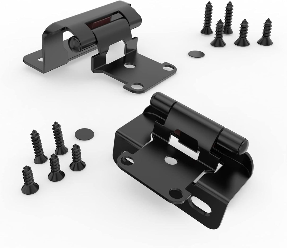 Chibery Matte Black 1/2 inch Overlay Semi Partial Wrap Around Cabinet Hinges, Self Closing Face Frame Variable Decorative Replacement, Kitchen Hardware, with Screw & Quiet Bumper