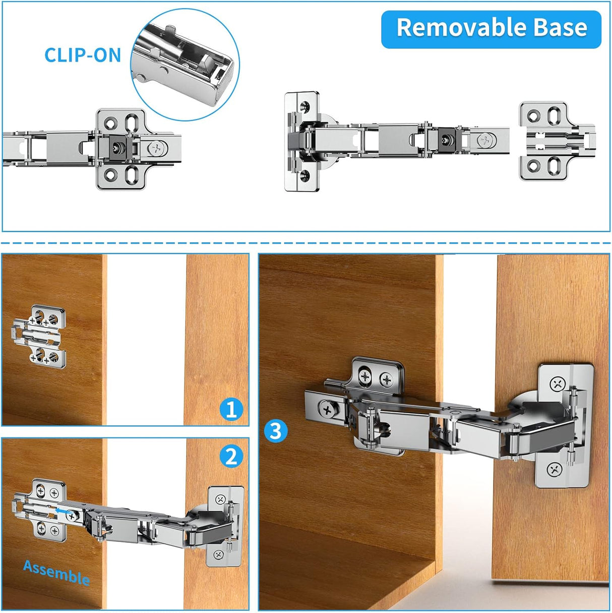Frameless Full Overlay 175° Soft Close Lazy Susan Hinges, Clip ON Plate, Chibery Multi-Pivot Concealed Hardware for Corner Kitchen Cabinet, Cupboard Folded, Folden Door, Closets