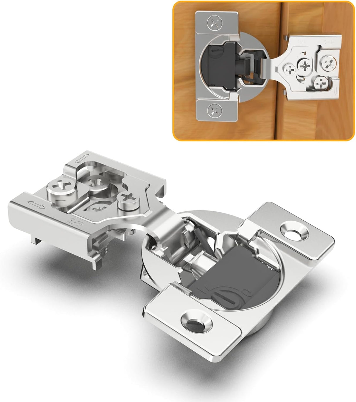 Chibery 4D Soft Close Concealed Hinges for Face Frame Door, Adjustable Closing Speed, Smooth Slow Self Close Hinges, Satin Nickel, 105° Open Angle Stainless Steel Cabinet Hinges