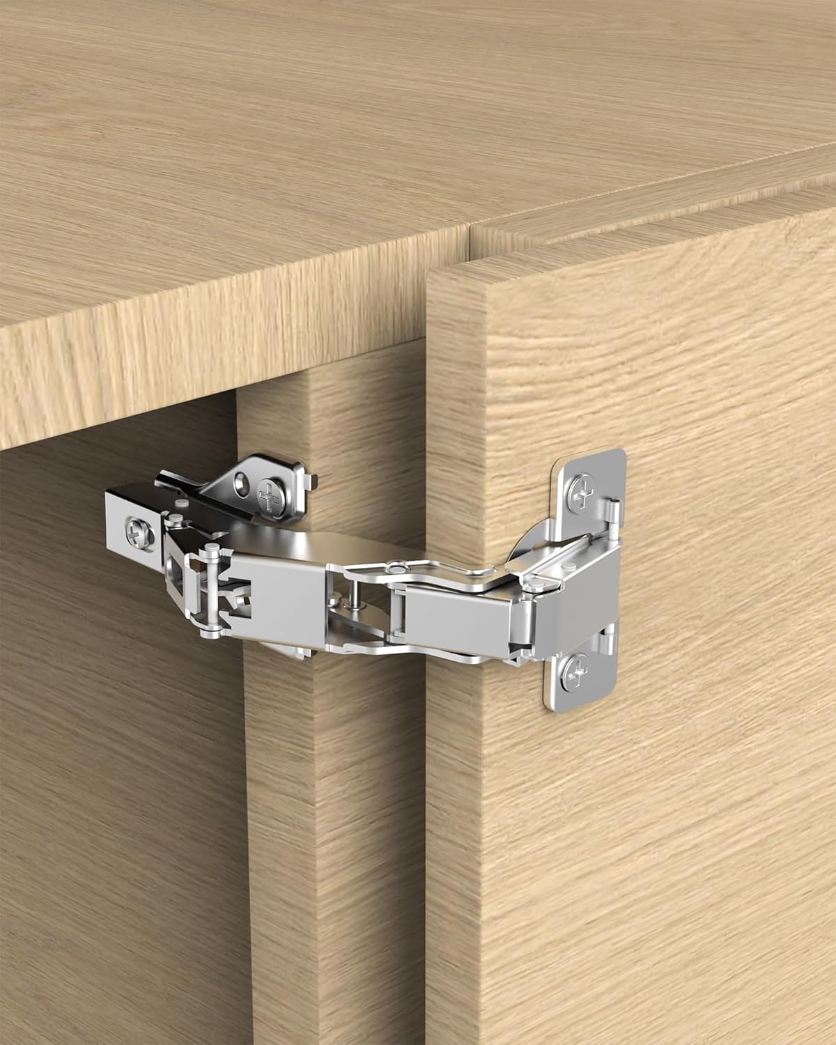 Chibery 180° Soft Close Cabinet Hinges, Lazy Susan & Kitchen Corner, 48mm Hole Distance, Concealed Face Frame & Frameless, Hidden Self Closing, Smooth Slow 3D Adjustment for Fold Cupboard