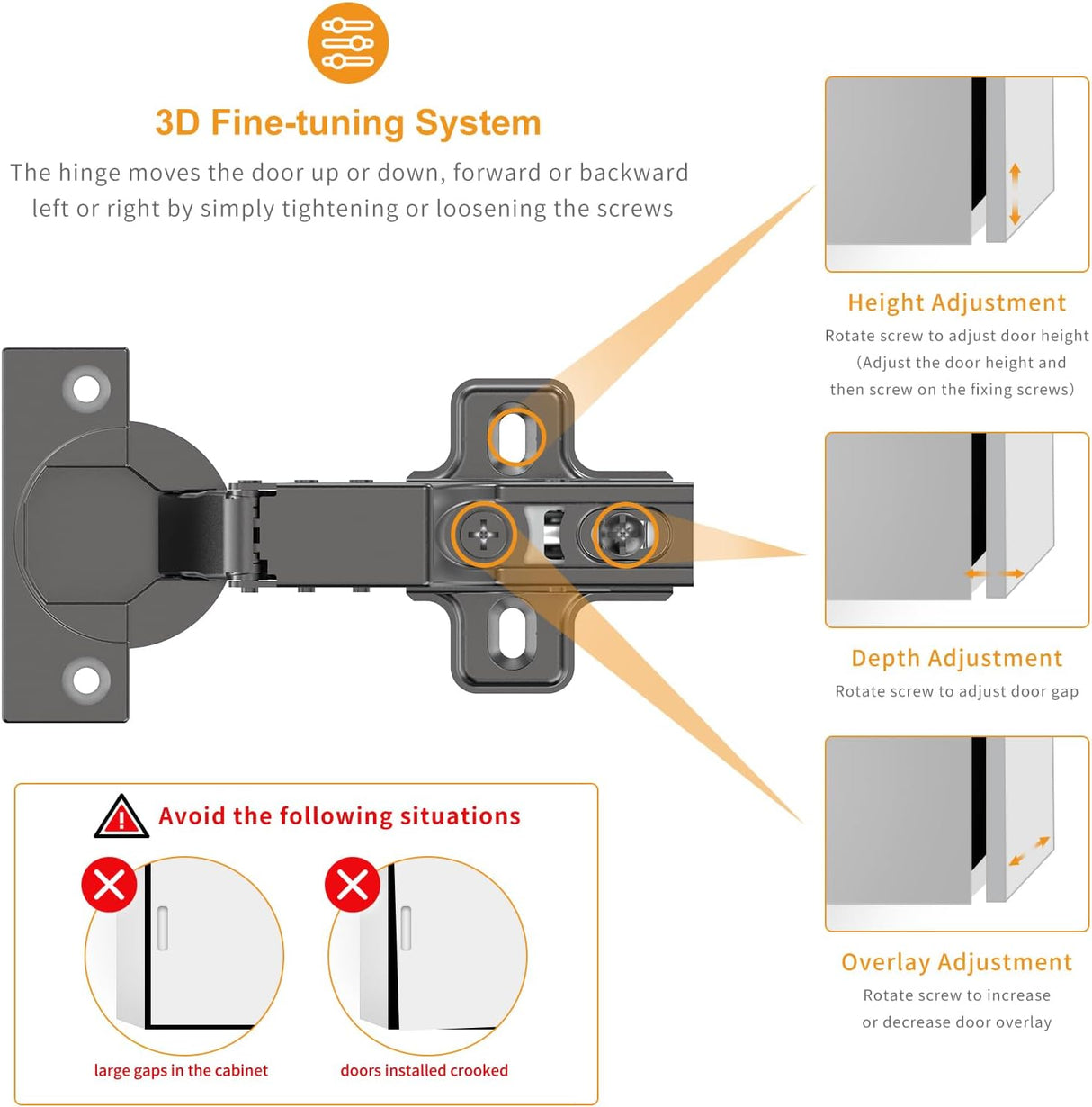 Chibery Soft Close Hinges, Clip ON Plate, 105 Degree, Silent Hydraulic, Self Closing, Black Frameless European Concealed Hinge for Kitchen Cabinet Door, Wardrobes, and Bookcases