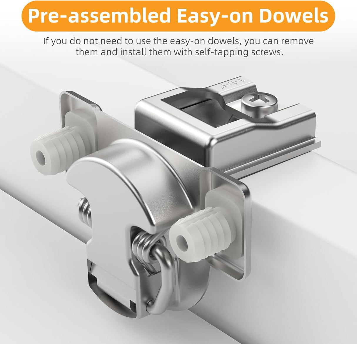 Chibery Non-Slow Close Regular Hinges, Concealed Cabinet Hinges for Face Frame Door, Self Closing Hidden, 105° Opening, Easy-on Dowels & Self-Tapping Wooden Screws
