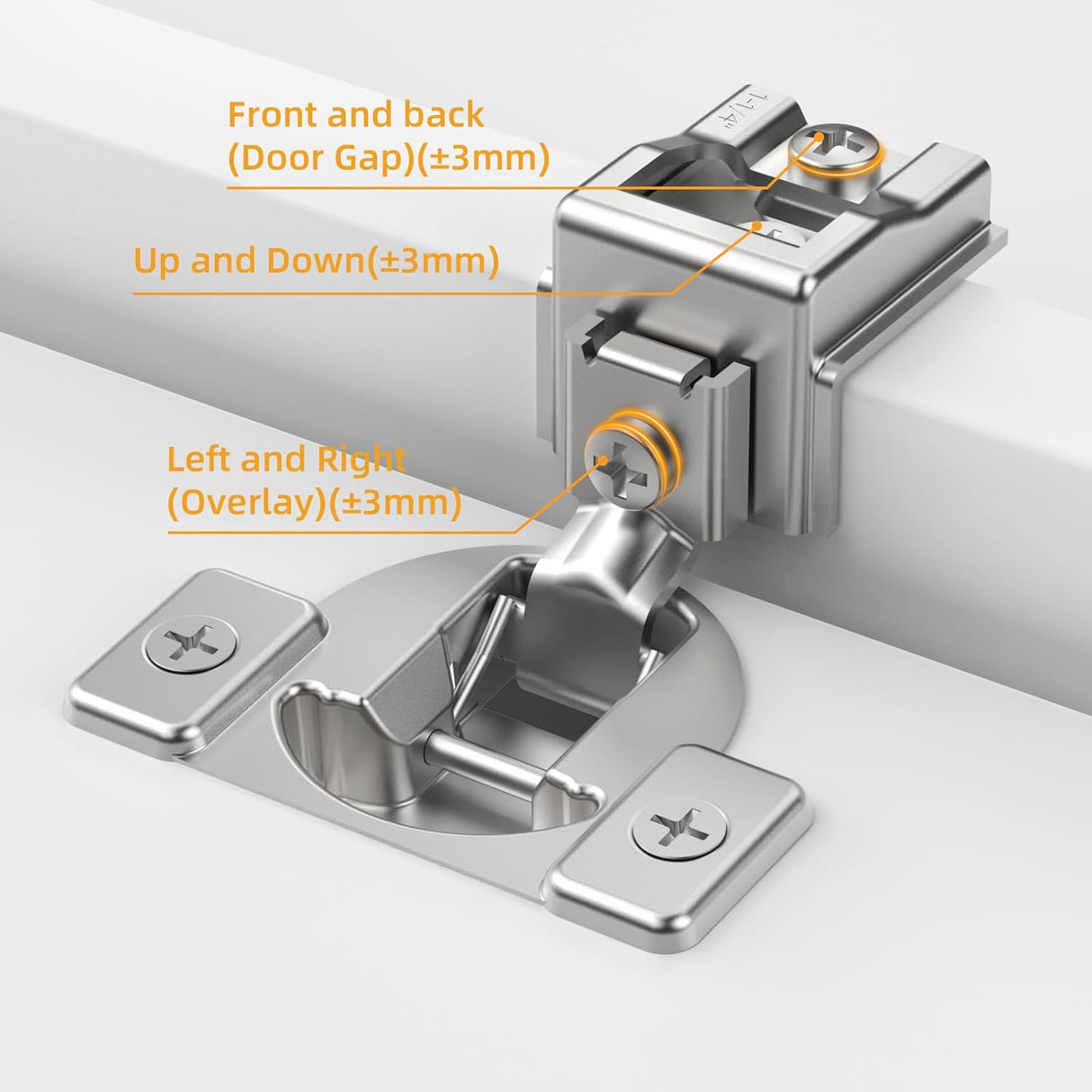 Chibery Non-Slow Close Regular Hinges, Concealed Cabinet Hinges for Face Frame Door, Self Closing Hidden, 105° Opening, Easy-on Dowels & Self-Tapping Wooden Screws