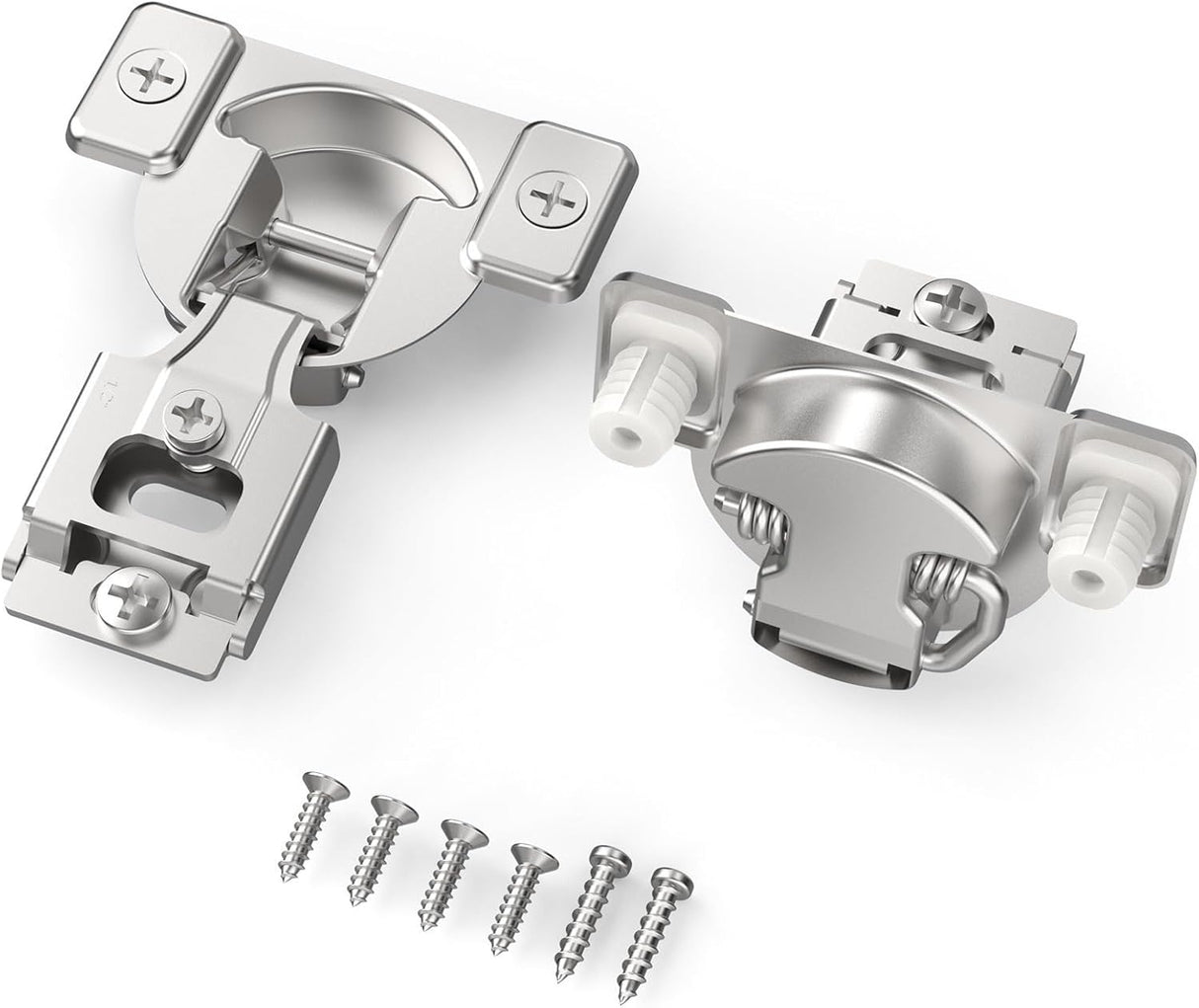 Chibery Non-Slow Close Regular Hinges, Concealed Cabinet Hinges for Face Frame Door, Self Closing Hidden, 105° Opening, Easy-on Dowels & Self-Tapping Wooden Screws