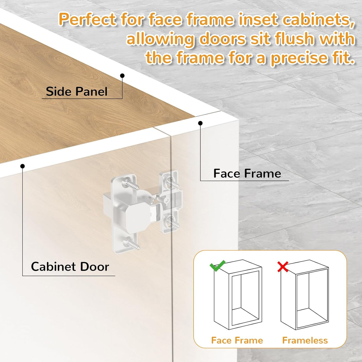Chibery Face Frame Inset Cabinet Hinges, Soft Close 105° Insert Concealed Cabinet, Slide on Plate, Smooth Slow Self Closing Silent Hardware, 3D Heavy Duty for Blind Corner, Kitchen, Cupboard