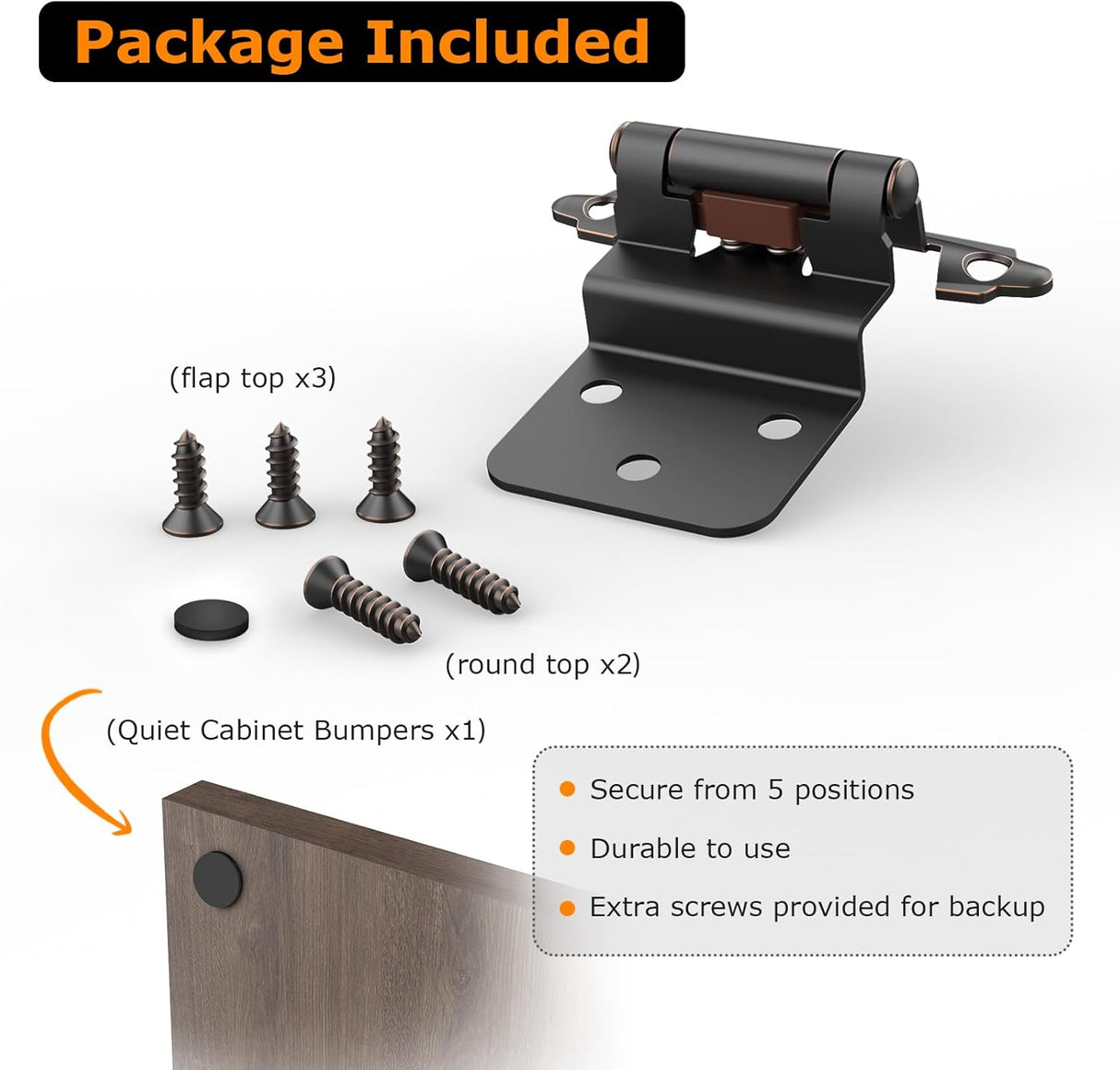 Chibery Oil Rubbed Bronze 3/8 Inch Inset Cabinet Hinges Self Closing Flush Face Mount Hinges with Door Bumper, Variable Decorative Hardware for Bathroom, Furniture, Kitchen Cabinet