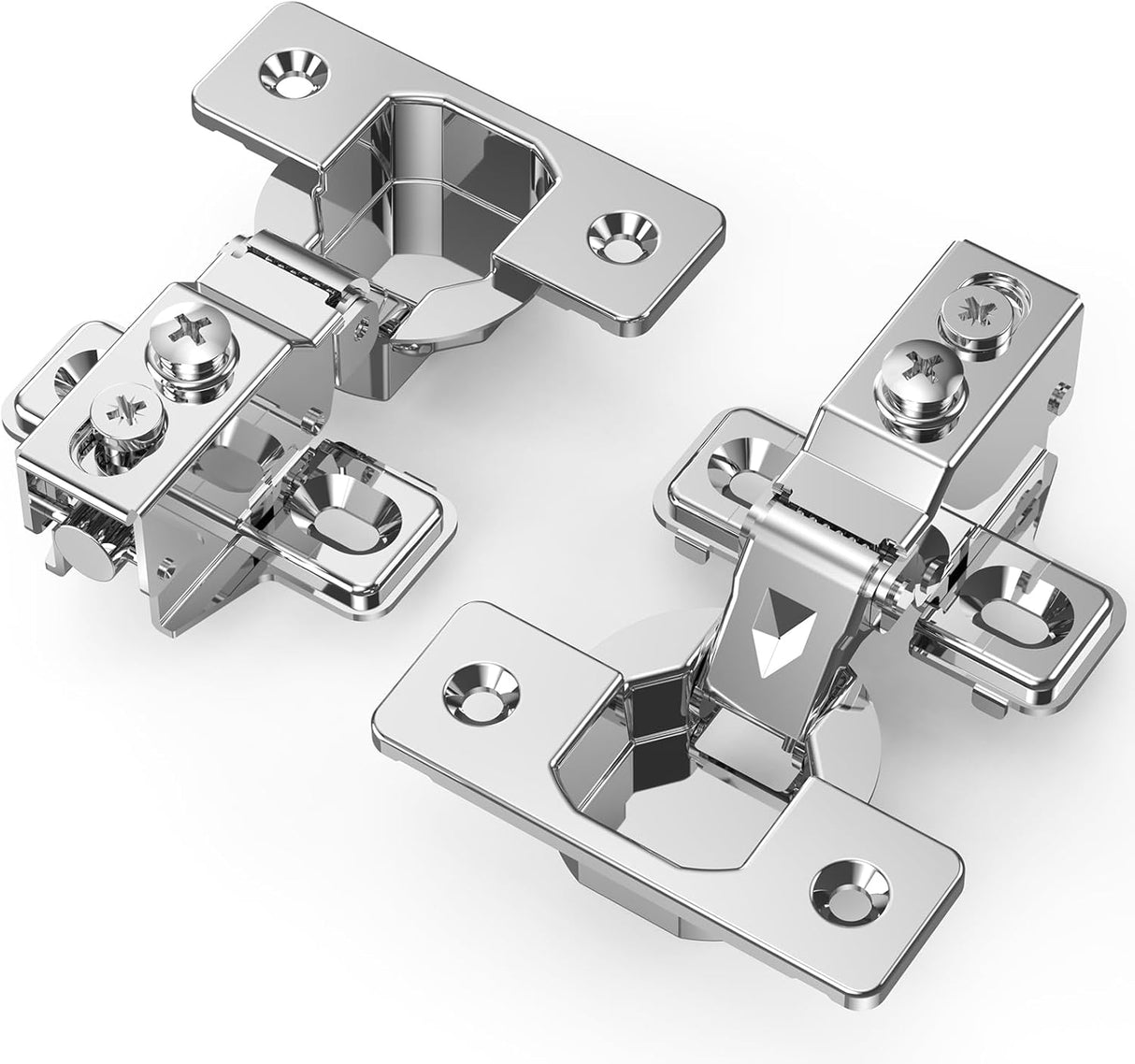 Chibery Overlay Soft Close Face Frame & Frameless Hinges, Stainless Steel Quiet 3D Concealed for Kitchen Door, 105° Slow Smooth Hardware Replacement, Self Closing Hidden, Satin Nickel