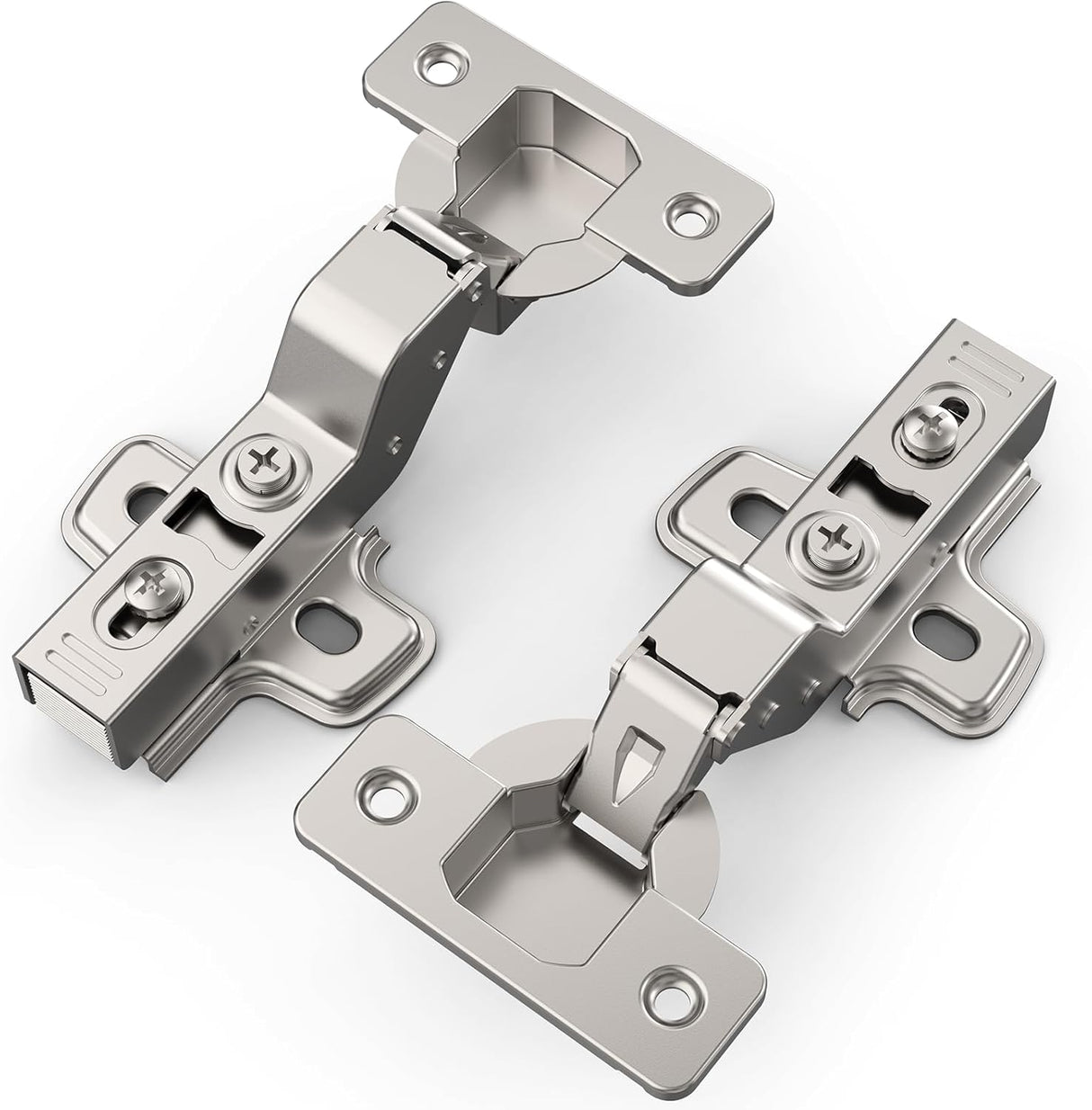 Chibery Soft Close Concealed Frameless Cabinet Hinges, Satin Nickel, 105°, Stop at Will 45-105 Degree, Self Closing, 3D Adjustment, Clip On, Stainless Steel for Cupboard Kitchen