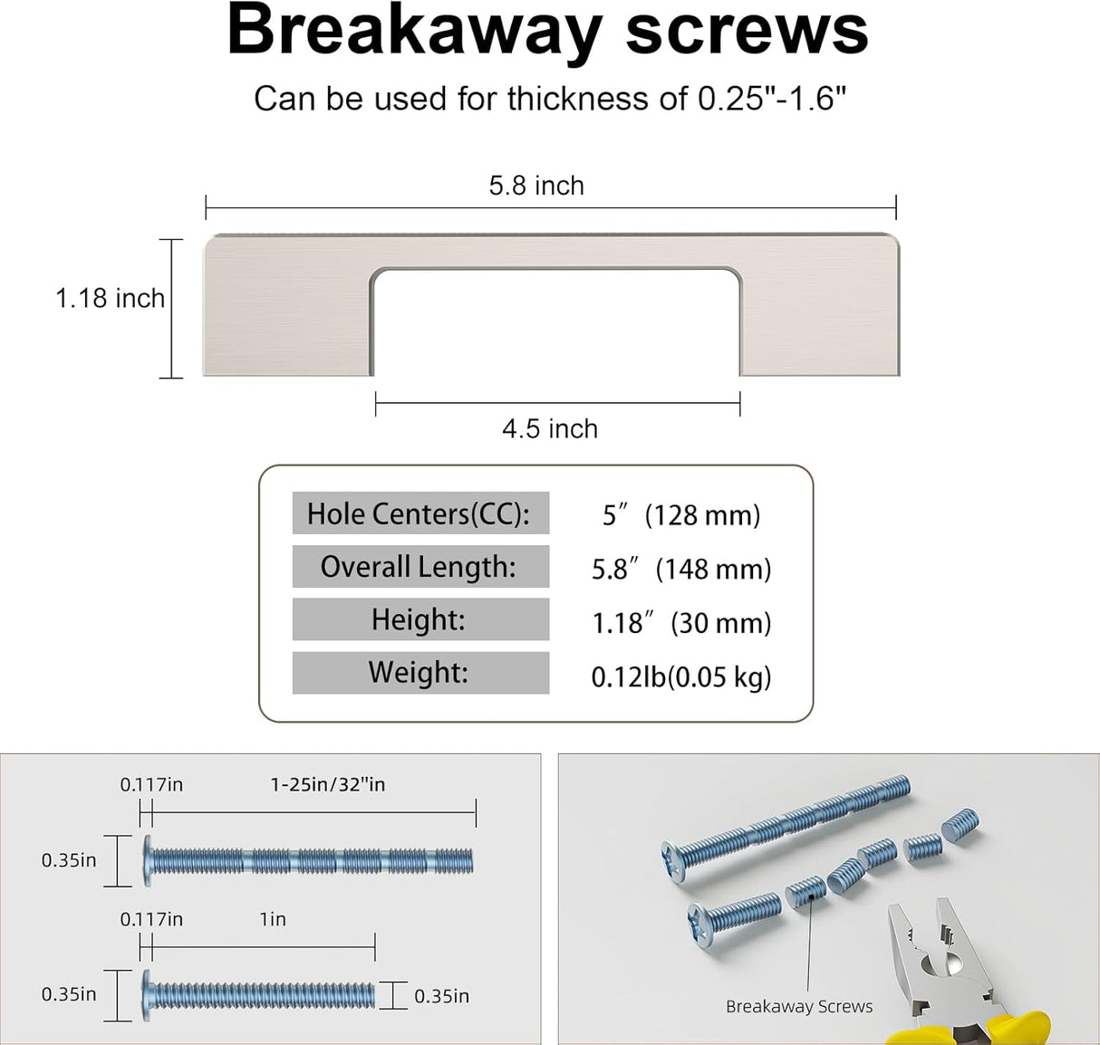 breakaway screws size