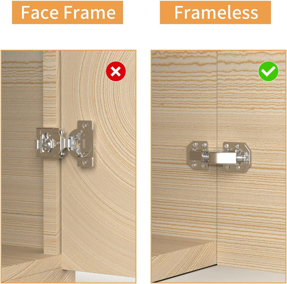 Chibery 90° Soft Close Surface Mount Hinges for Frameless Cabinets - Chibery