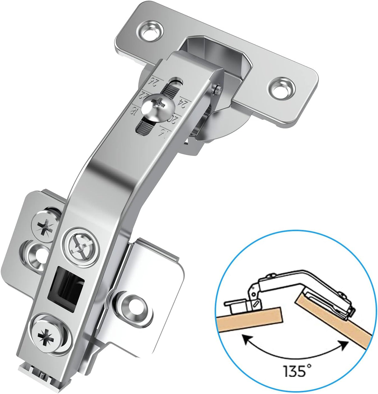 Chibery 135° Lazy Susan Corner Hinge, Adjustable Three-Dimensional Hinge Base,3D Adjustment Full Overlay Concealed for Kitchen Cabinet Replacement Hardware, Cupboard Folded, Folden Door
