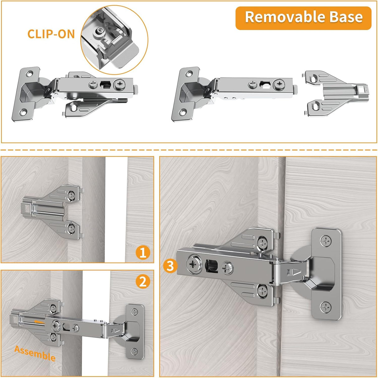 3D Self Soft Closing Hidden 105° Open Angle Small Door Gap Hinges for Face Frame Door
