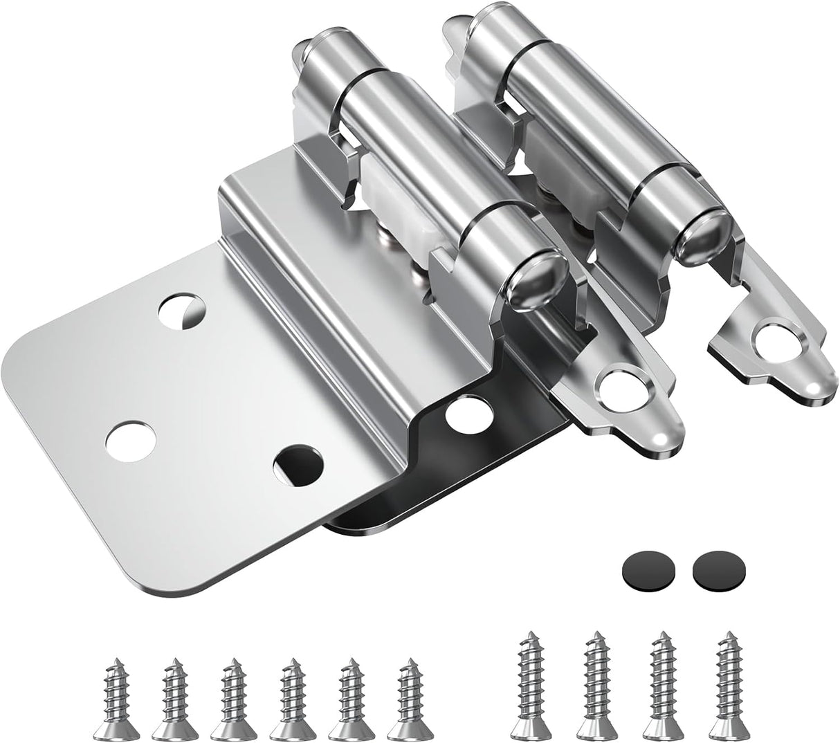 Chibery Chrome 3/8 Inch Inset Cabinet Hinges Self Closing Flush Face Mount Hinges with Door Bumper, Variable Decorative Hardware for Bathroom, Furniture, Kitchen Cabinet Doors