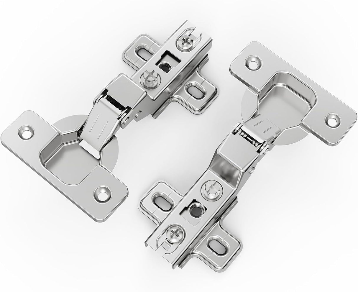 Chibery Nickel Plated Cabinet Hinges, Regular Standard Closing, Slide-on, Self-Closing, Frameless Concealed Euro 105 Degree Compact Hinges for Kitchen, Bathroom