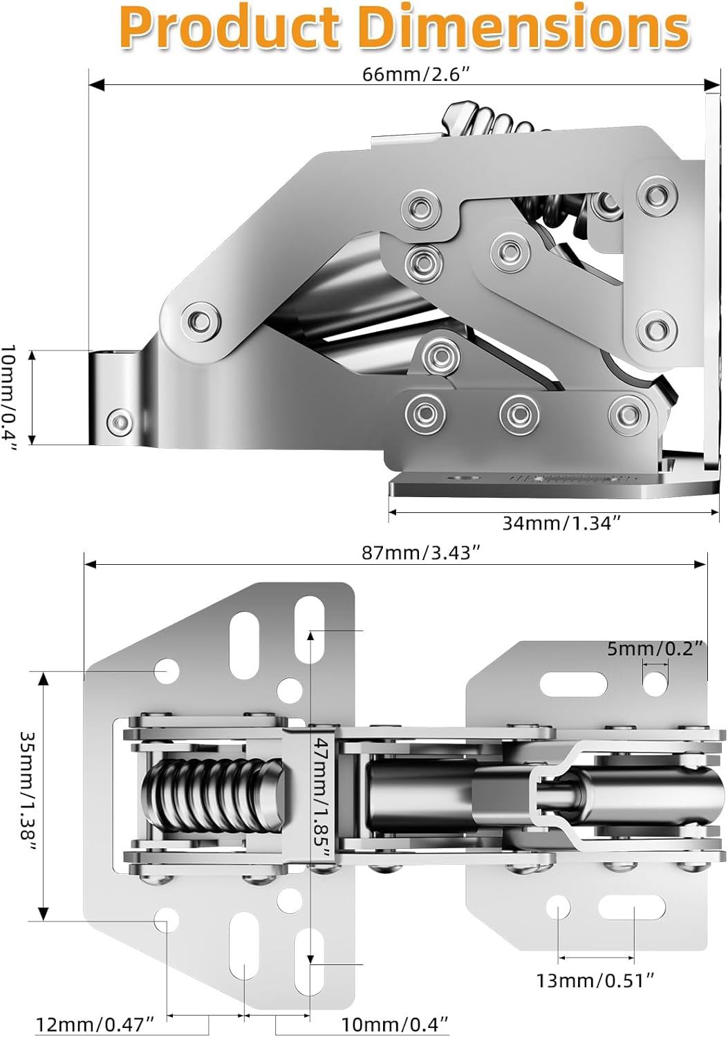 Chibery 90° RV Cabinet Hinges, Heavy Duty Surface Mount Soft Close Accessories, Face Frame & Frameless, Self Closing, No Pre-Drilled Cup Hole for Cabinets, Camper Van, Trailer, Vehicle-Mounted