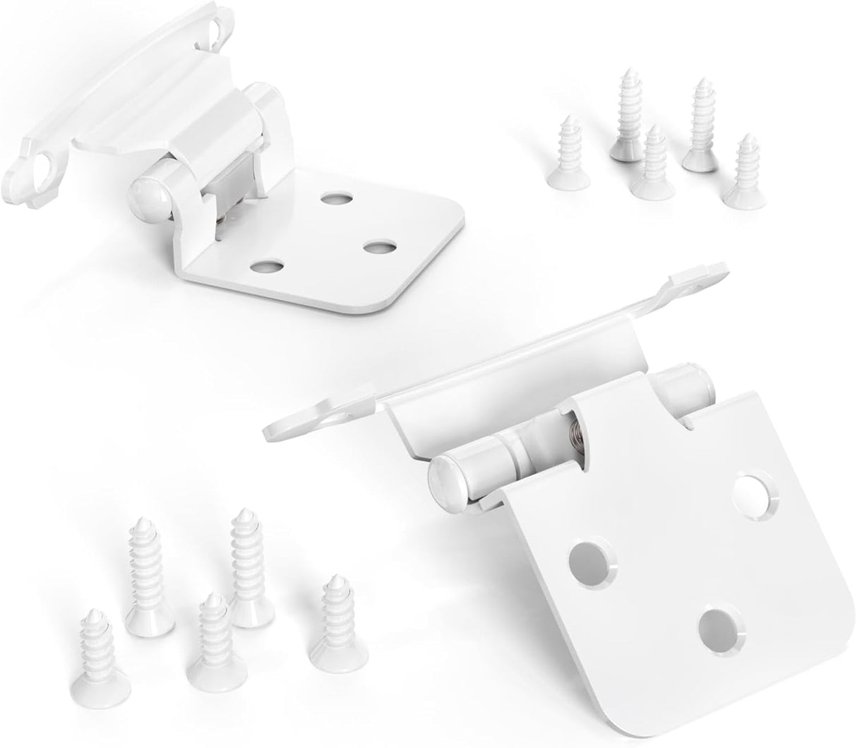 Chibery 1/2" White Overlay Cabinet Hinges, Self Closing Flush Mount Hinges with Door Bumper, Variable Decorative Hardware for Bathroom, Furniture, Kitchen Cabinet Doors
