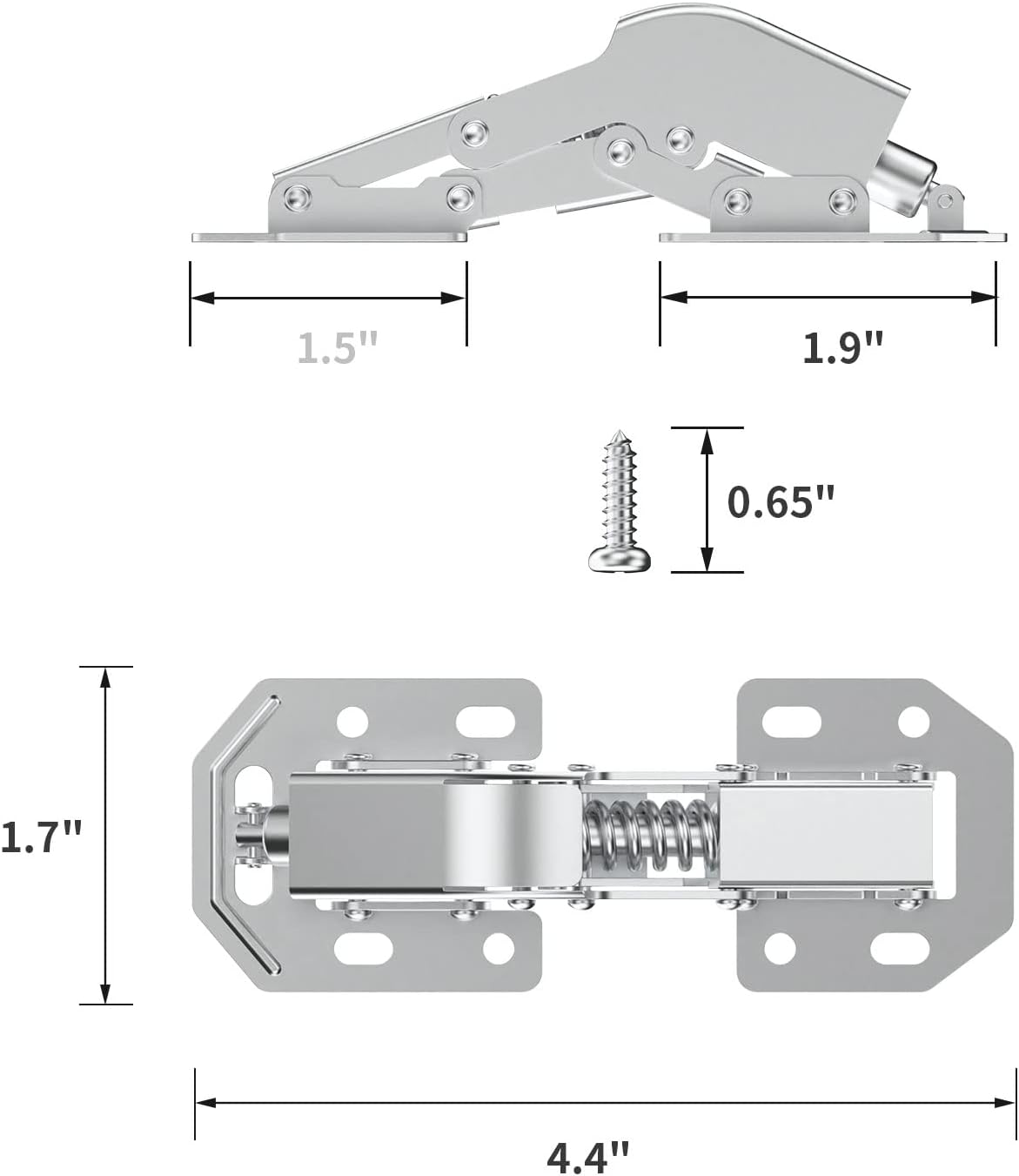 Chibery 90° Soft Close Surface Mount Spring Hinges, Easy Installation No Pre-drilled, Noiseless Frameless Hidden Concealed Kitchen Cabinet Hinge for Cupboard Folded Replacement Hardware