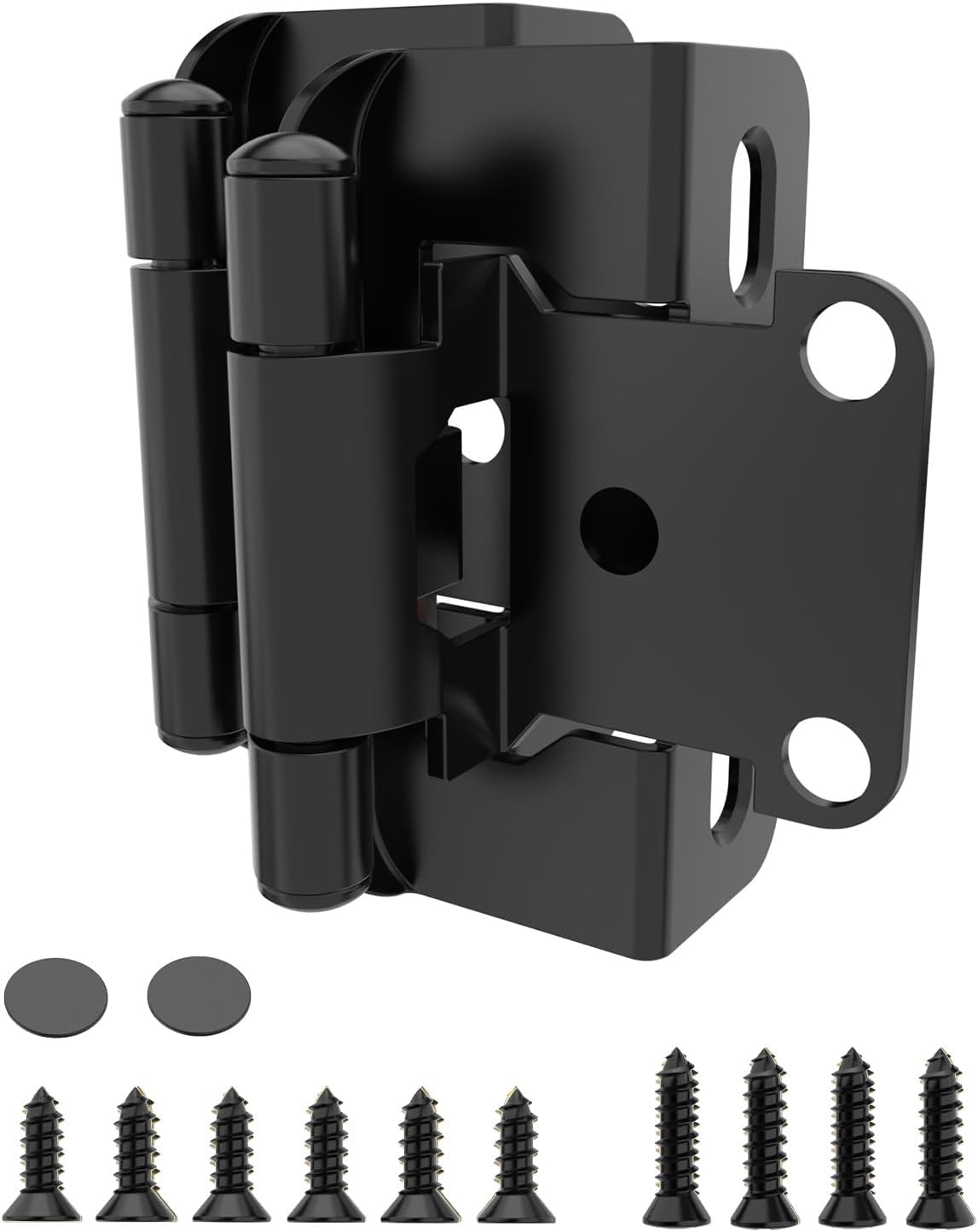 Chibery Matte Black 1/2 inch Overlay Semi Partial Wrap Around Cabinet Hinges, Self Closing Face Frame Variable Decorative Replacement, Kitchen Hardware, with Screw & Quiet Bumper