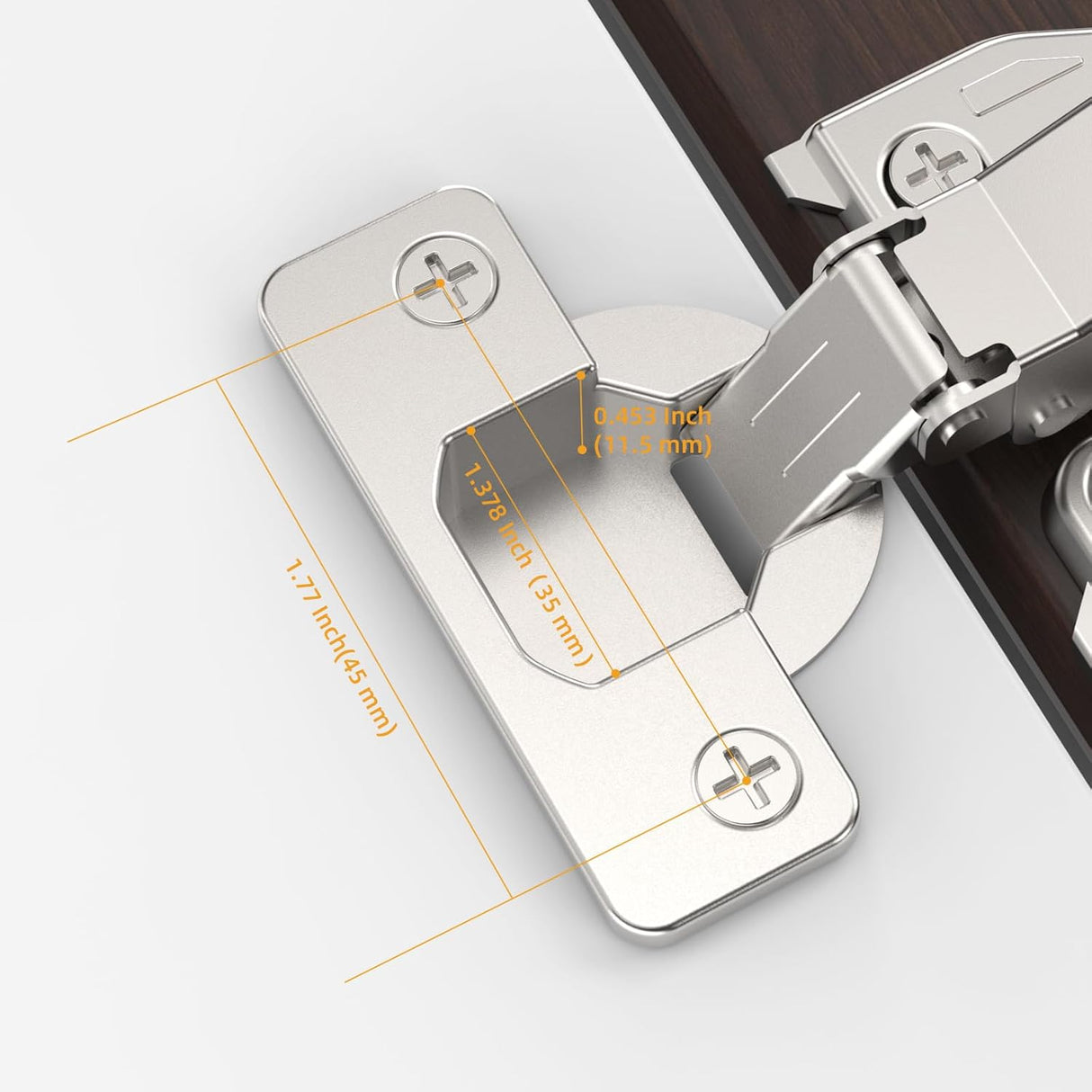Chibery 1/8", 1/4", 3/8", 5/16" Overlay Soft Close Concealed Hinge for Face Frame Door & Frameless Door, 3D Clip-on Plate, Self Closing Hidden Satin Nickel, 105° Angle