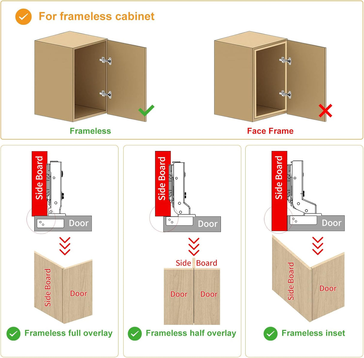 Chibery Frameless Inset Soft Close Concealed European Hinges, Self Closing Satin Nickel, 105 ° Open Angle 4D Adjustment, Speed Control, Clip On, Stainless Steel for Cabinet Door