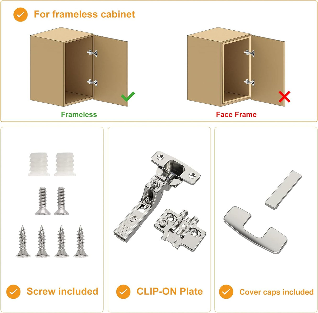 Chibery Frameless Inset Soft Close Concealed European Hinges, Self Closing Satin Nickel, 105 ° Open Angle 4D Adjustment, Speed Control, Clip On, Stainless Steel for Cabinet Door