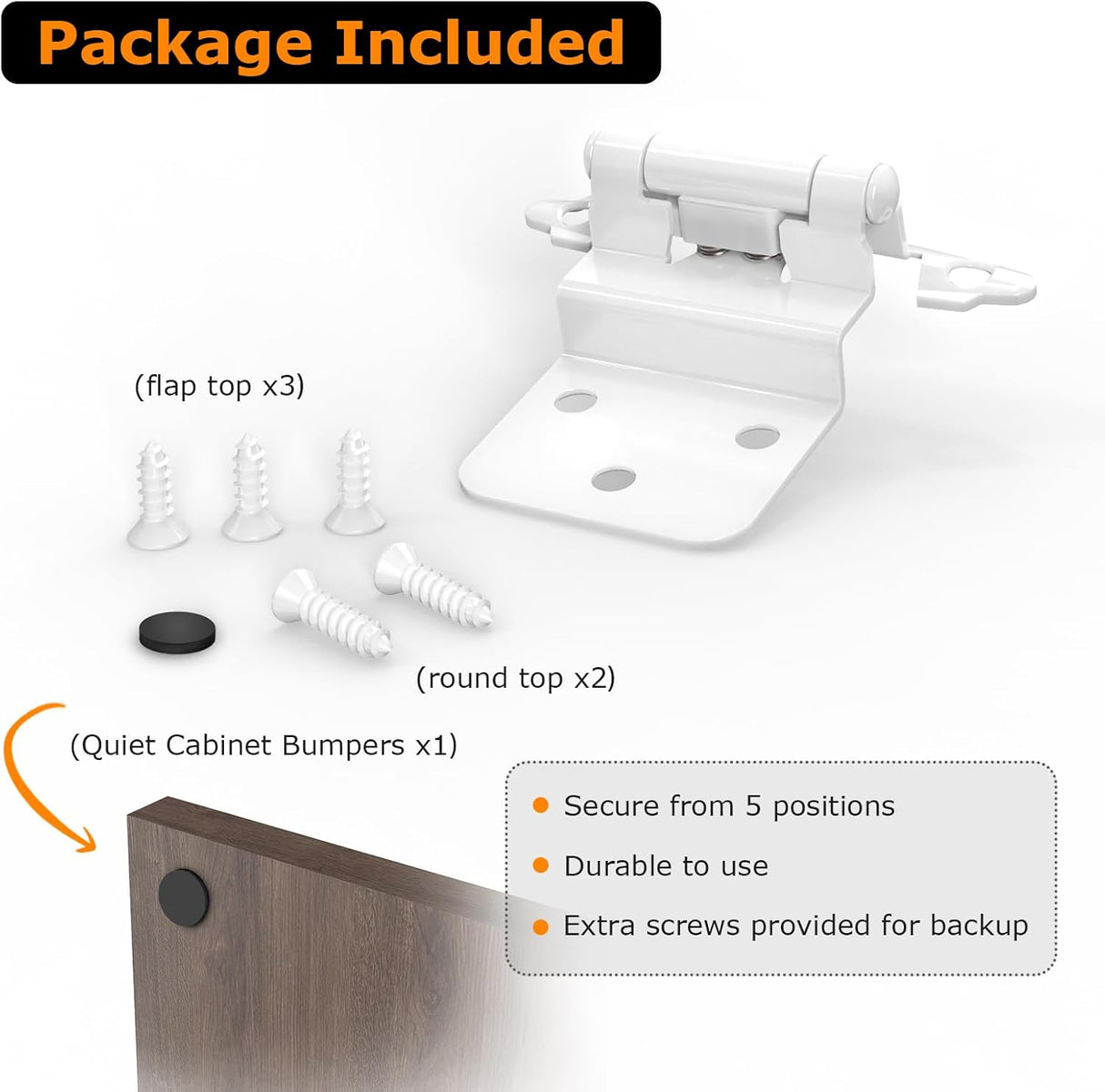 Chibery White 3/8 Inch Inset Cabinet Hinges Self Closing Flush Face Mount Hinges with Door Bumper, Variable Decorative Hardware for Bathroom, Furniture, Kitchen Cabinet Doors