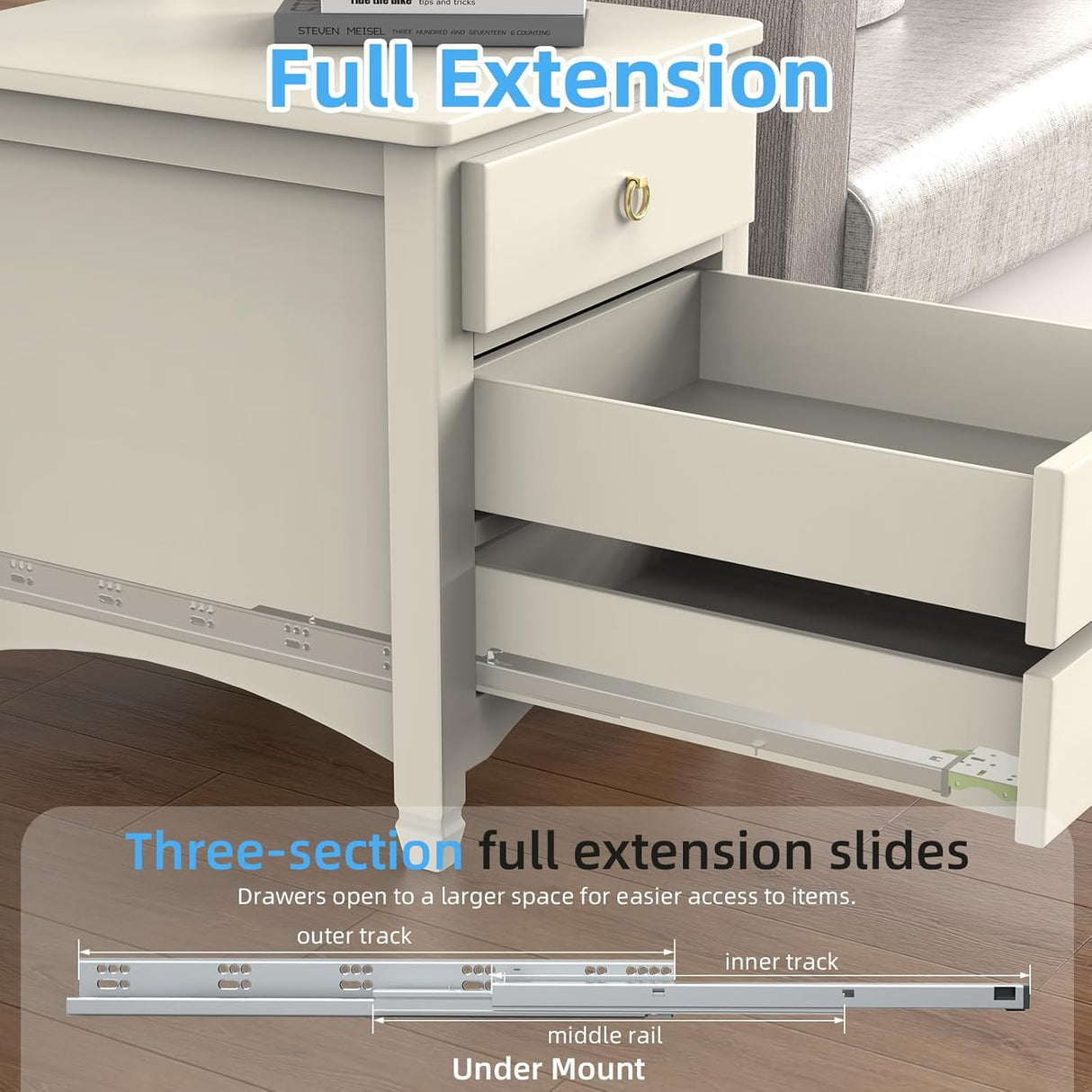 18 Inch Full Extension Undermount Soft Close Drawer Slides