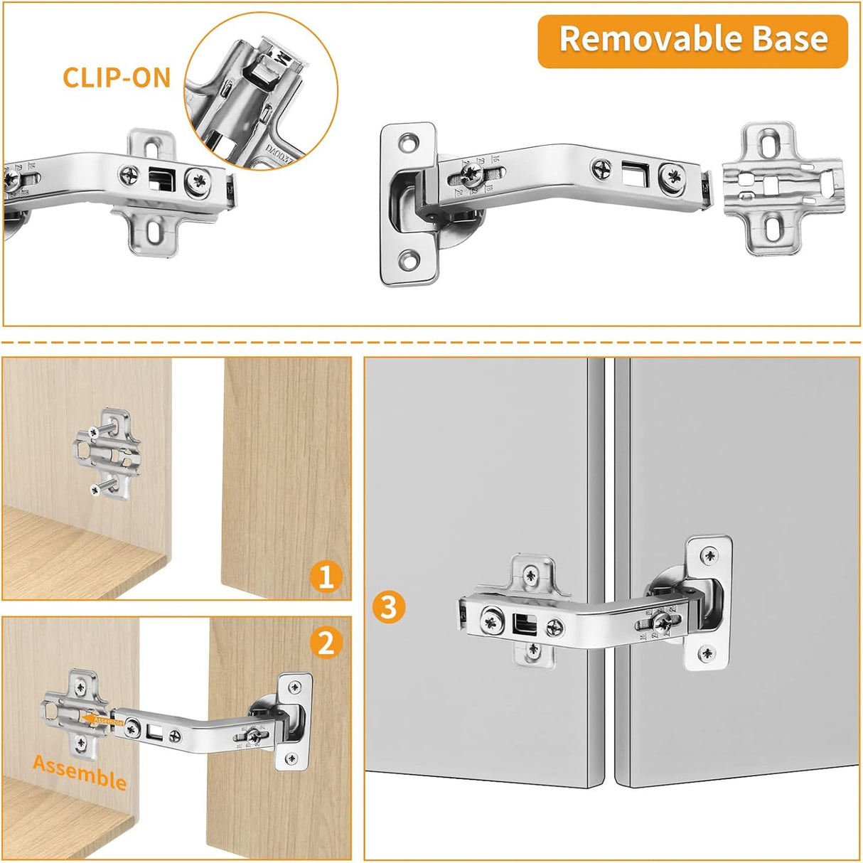 Chibery 135° Lazy Susan Hinge, Full Overlay Concealed for Corner Kitchen Cabinet Replacement Hardware, Cupboard Folded, Folden Door