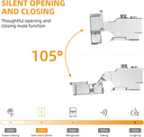 Chibery Overlay Soft Close Face Frame ＆ Frameless Hinges, Stainless Steel Quiet 3D Concealed for Kitchen Door, 105° Slow Smooth Hardware Replacement, Self Closing Hidden, Satin Nickel