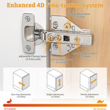 Chibery Full Overlay Cabinet Hinges, Face Frame & Frameless, 4D Adjustment, Soft Close 105°, Close Speed Control, Concealed Clip-On Plate, Smooth Slow Self Closing for Kitchen Corner, Cupboard