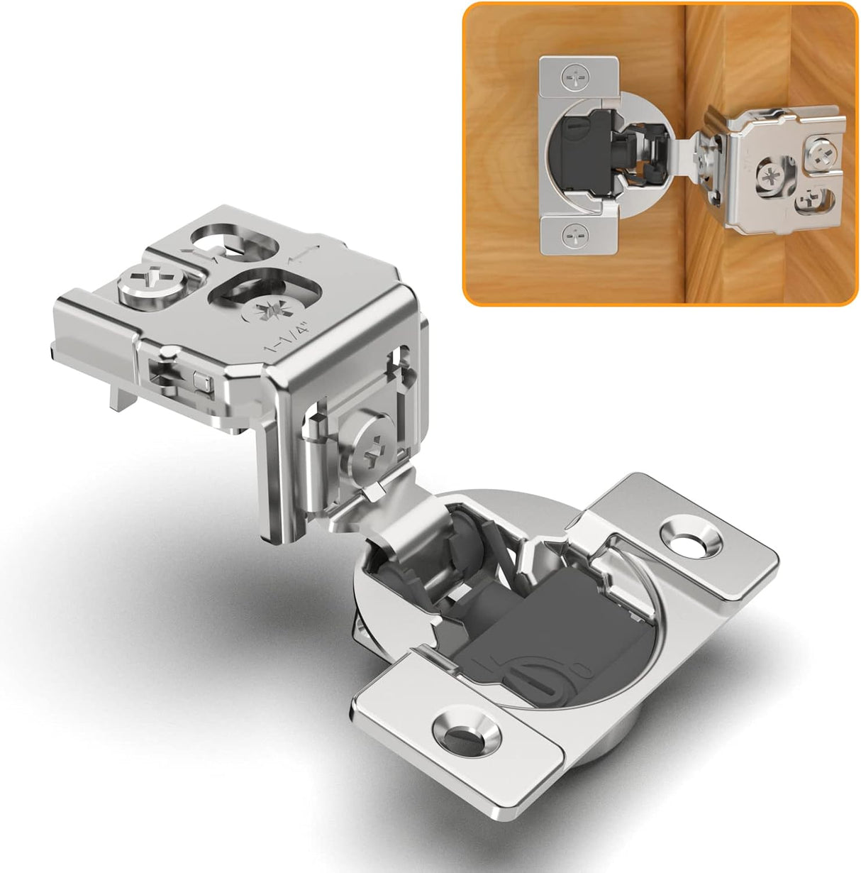 Chibery 4D Soft Close Concealed Hinges for Face Frame Door, Adjustable Closing Speed, Smooth Slow Self Close Hinges, Satin Nickel, 105° Open Angle Stainless Steel Cabinet Hinges