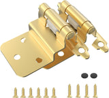 Chibery Brass Gold 3/8 Inch Inset Cabinet Hinges, Self Closing Flush Face Mount Hinges with Door Bumper, Variable Decorative Hardware for Bathroom, Furniture, Kitchen Cabinet Doors