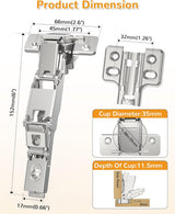 Chibery 165° Frameless Soft Close Kitchen Corner Hinges, Lazy Susan Cabinets, Clip On Plate for Easy Installation, Hidden Face Mount, 3D Concealed Slow Self Closing for Folden Cupboard