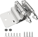Chibery Brushed Nickel 3/8 Inch Inset Cabinet Hinges Self Closing Flush Face Mount Hinges with Door Bumper, Variable Decorative Hardware for Bathroom, Furniture, Kitchen Cabinet Doors