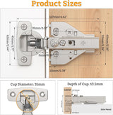 Chibery Full Overlay Cabinet Hinges, Face Frame & Frameless, 4D Adjustment, Soft Close 105°, Close Speed Control, Concealed Clip-On Plate, Smooth Slow Self Closing for Kitchen Corner, Cupboard