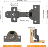 Chibery Soft Close Hinges, Clip ON Plate, 105 Degree, Silent Hydraulic, Self Closing, Black Frameless European Concealed Hinge for Kitchen Cabinet Door, Wardrobes, and Bookcases