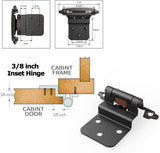 Chibery Oil Rubbed Bronze 3/8 Inch Inset Cabinet Hinges Self Closing Flush Face Mount Hinges with Door Bumper, Variable Decorative Hardware for Bathroom, Furniture, Kitchen Cabinet