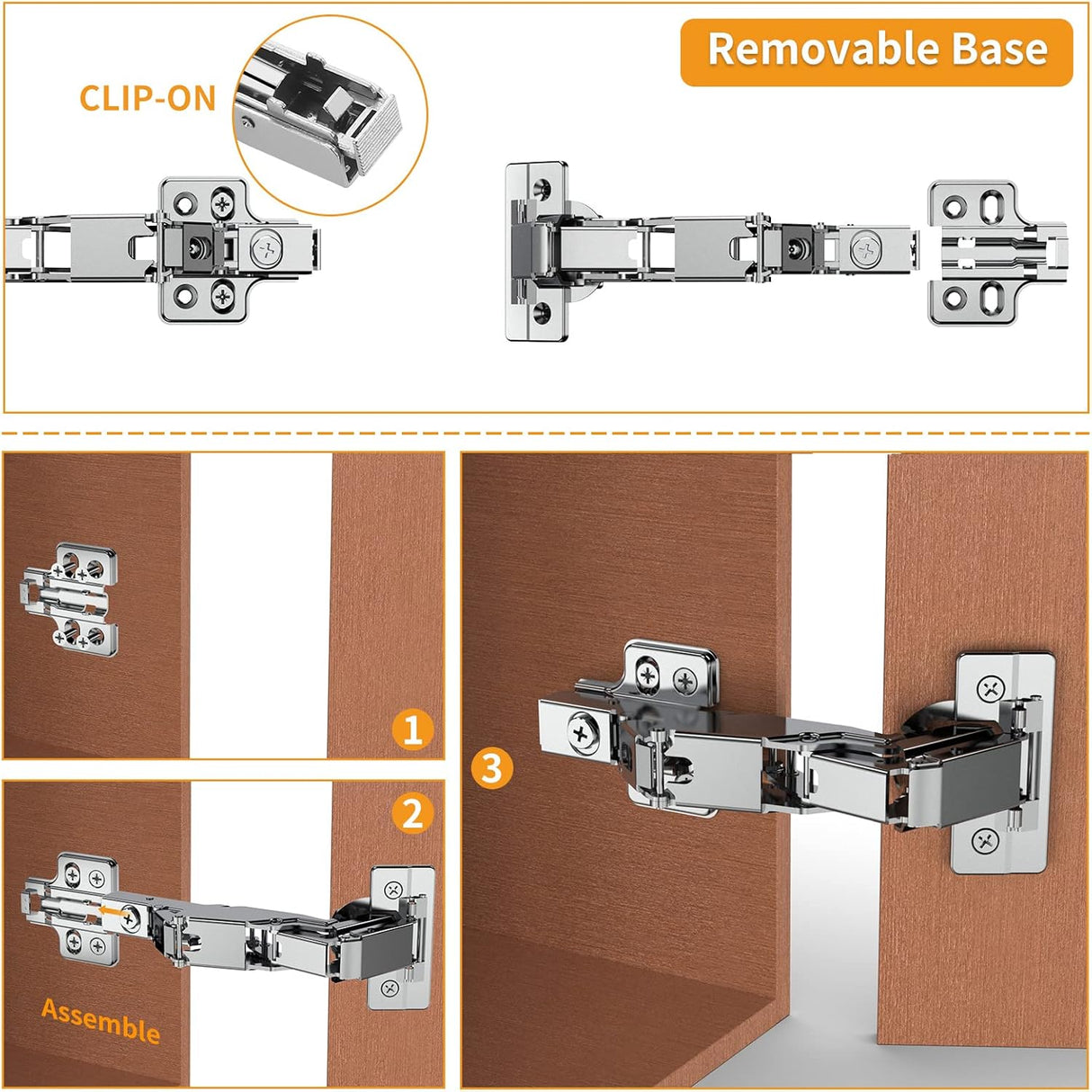 Chibery 165° Frameless Lazy Susan Hinge, Clip ON Plate for Easy Installation, Soft Close Multi-Pivot Concealed Hardware for Corner Kitchen Cabinet, Cupboard Folded, Folden Door, Closets